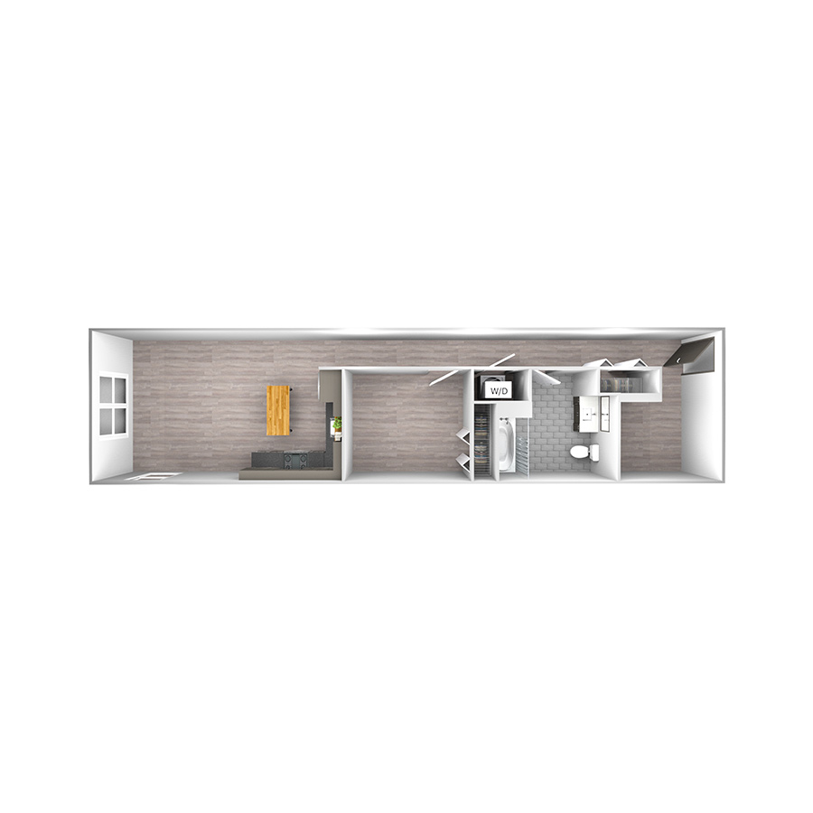 Rendering of the Tier 03 floor plan with 1 bedroom[s] and 1 bathroom[s] at wrigleyvillelofts