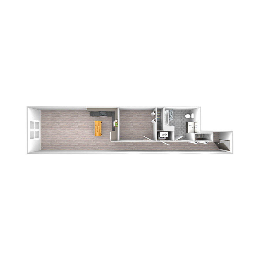 Rendering of the Tier 09 floor plan with 1 bedroom[s] and 1 bathroom[s] at wrigleyvillelofts